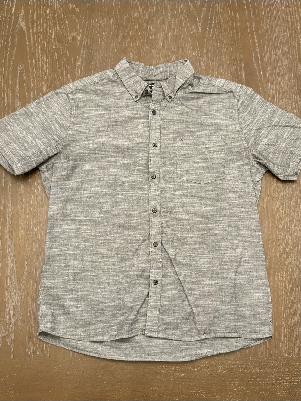 Hurley Men's Short Sleeve Button-Down Shirt - Light Gray Heather